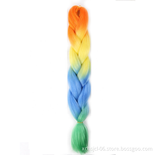 Jumbo Braiding Hair Extensions Braiding Hair 24 Inch Ombre Multiple Tone Colored Synthetic Hair for Women